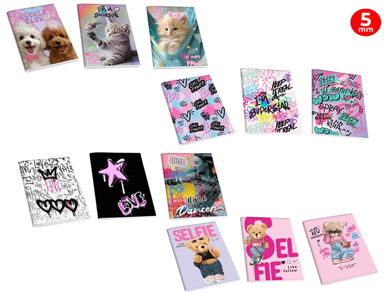 Quaderno maxi Active 20 fogli 80 gr, rigatura 5 mm, versione girl, confezione da 10 pezzi