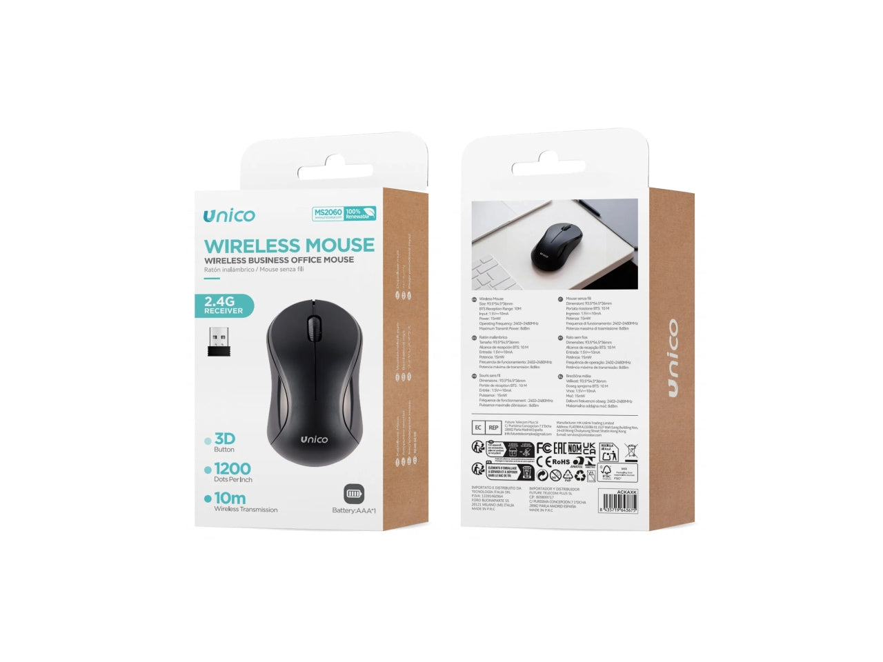 Mouse wireless 3D 2,4g nero