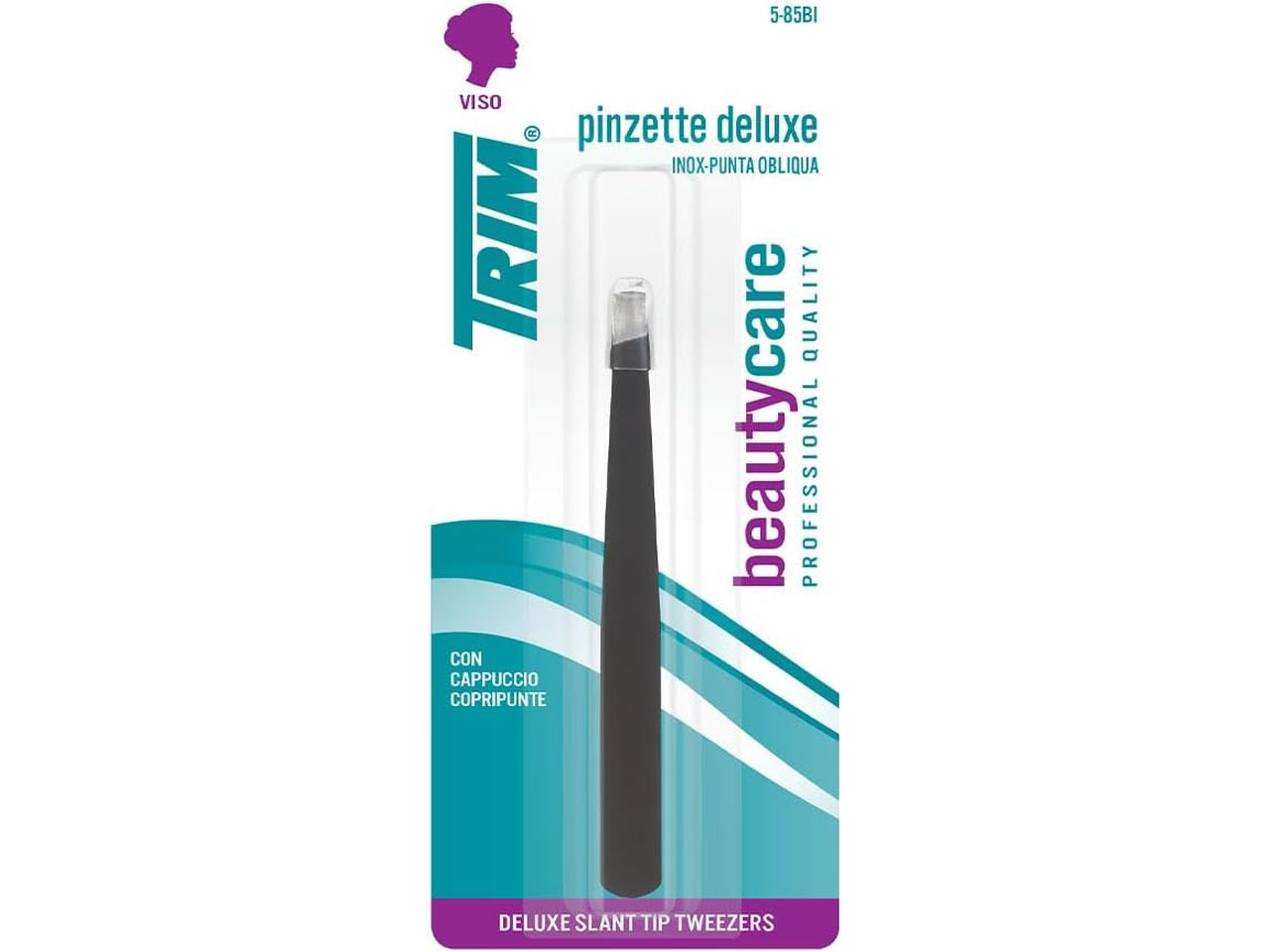 Trim pinzette delux inox punta obliqua