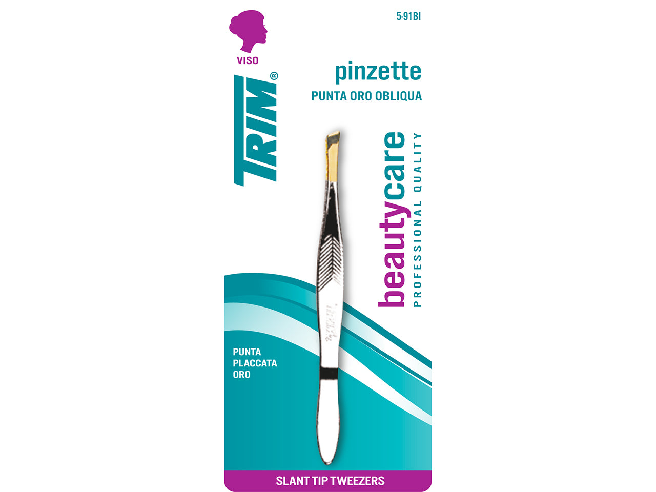 Trim pinzetta cromata punta oro obliqua