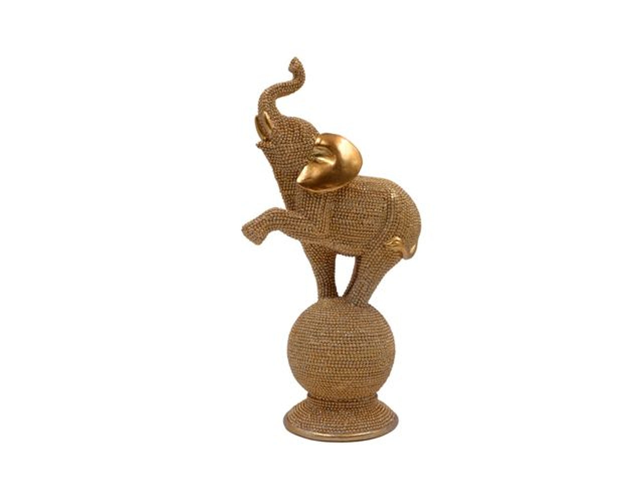 Elefante su palla resina oro 26cm
