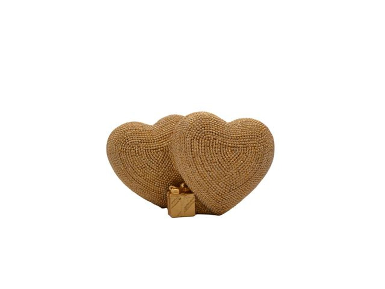 Doppio cuore resina oro 16x10cm