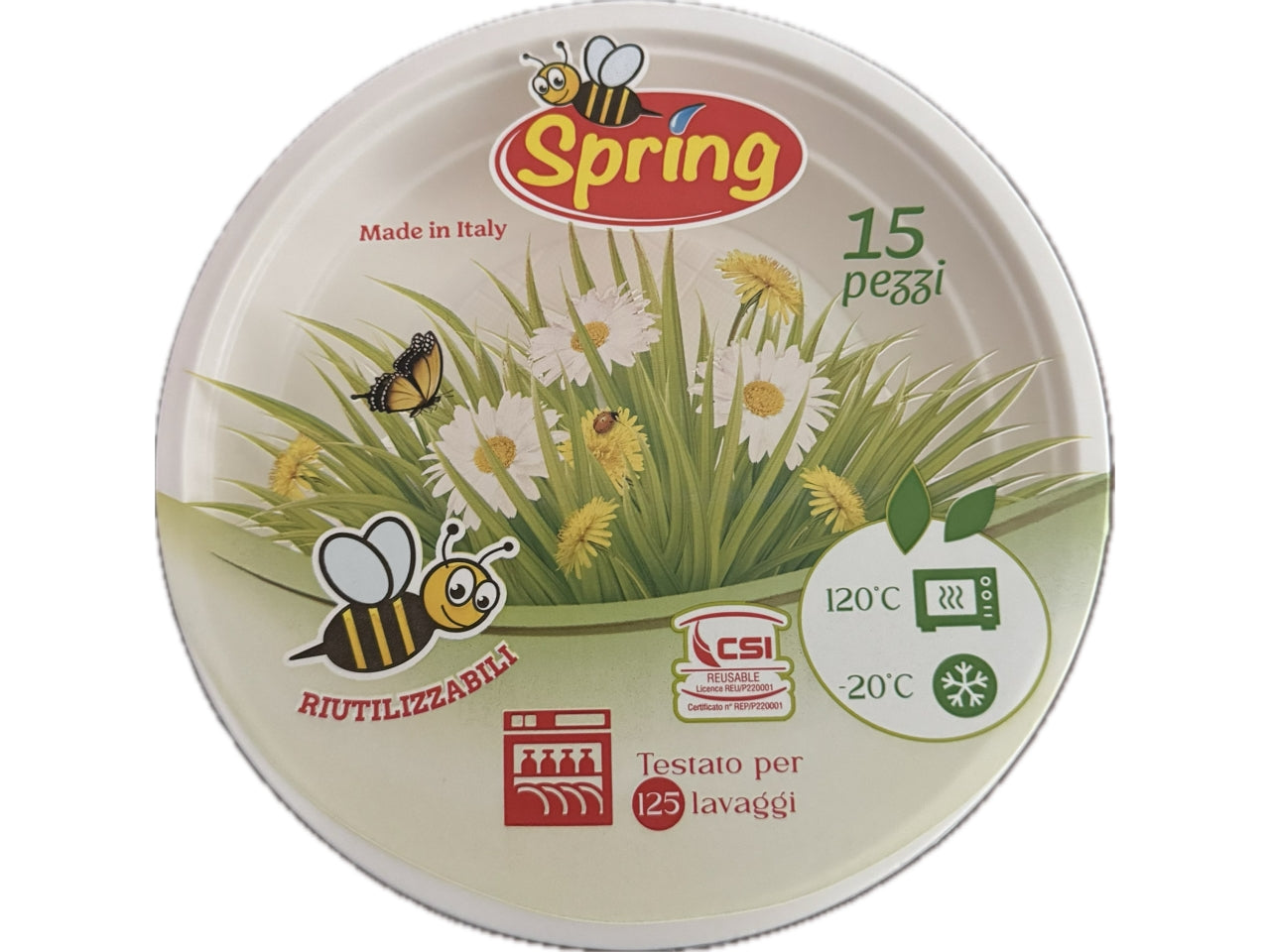 Linea spring piatto riutilizzabile fondo confezione da 15 piatti $
