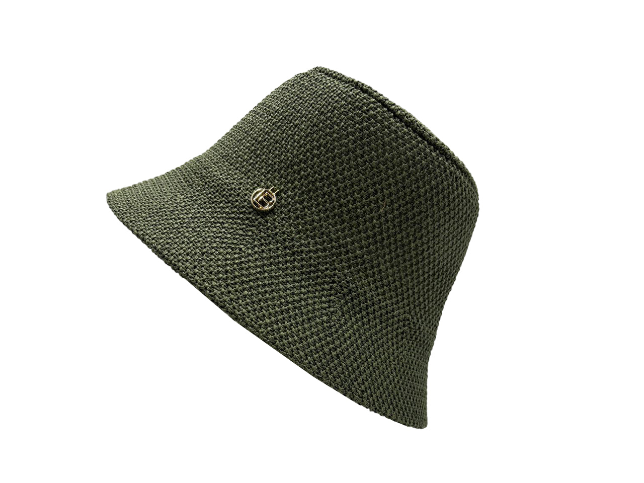 Laura biagiotti cappello bucket simil paglia verde oliva
