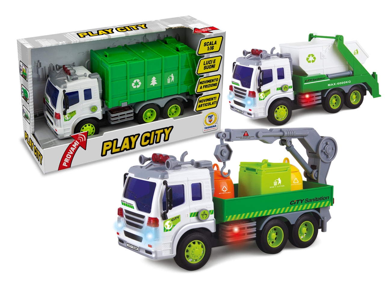 Play city- eco camion frizione luci e suoni 3 modelli
