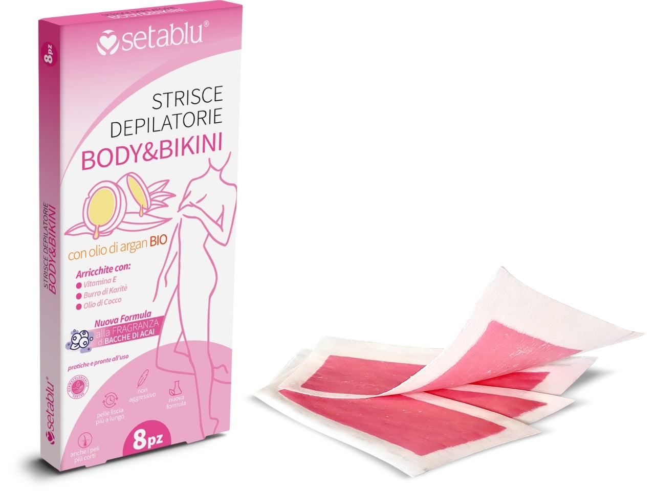 Strisce body bikini argan e cera api set da 8 strisce