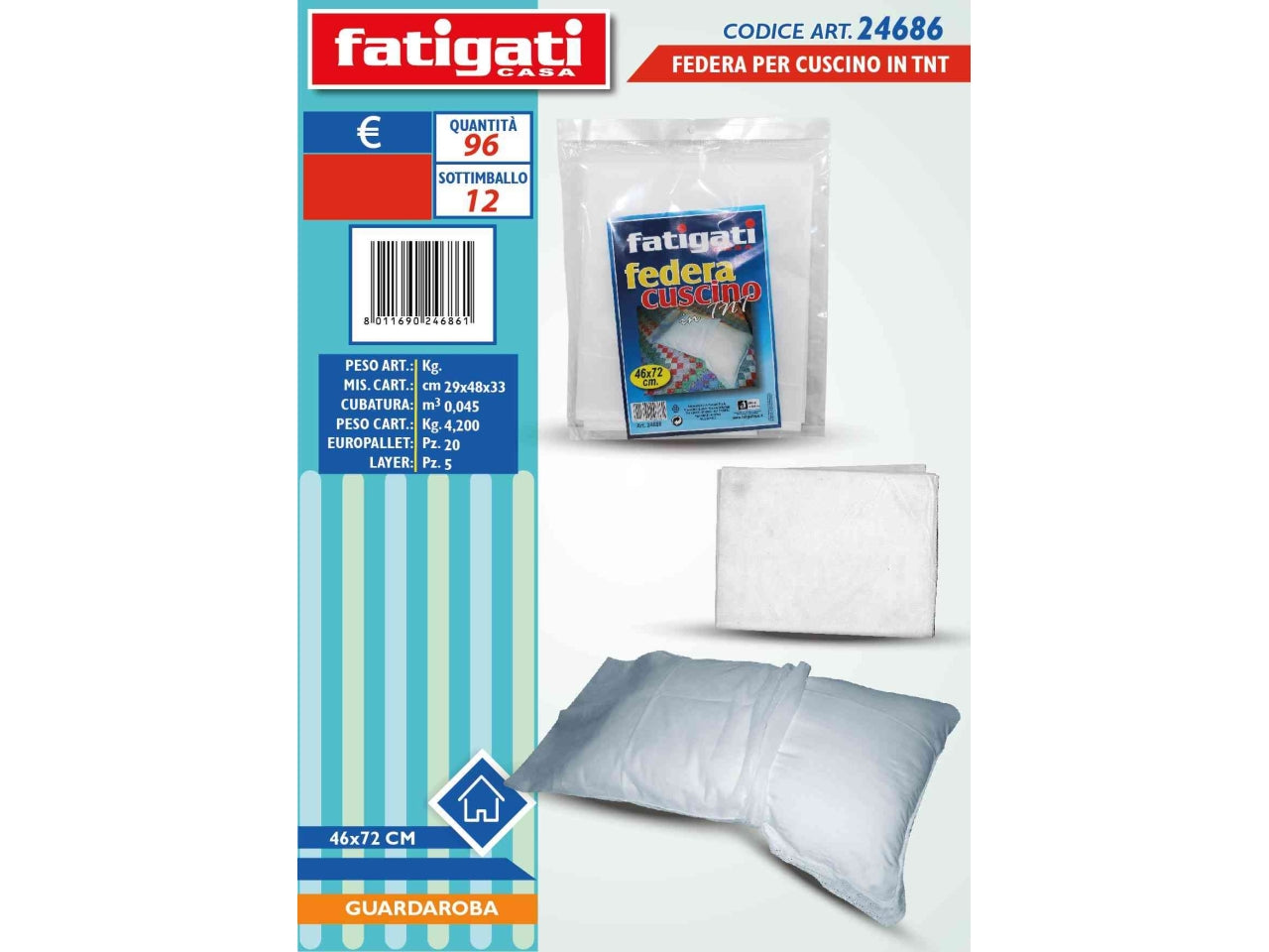 Federa per cuscino in tnt 46x72cm