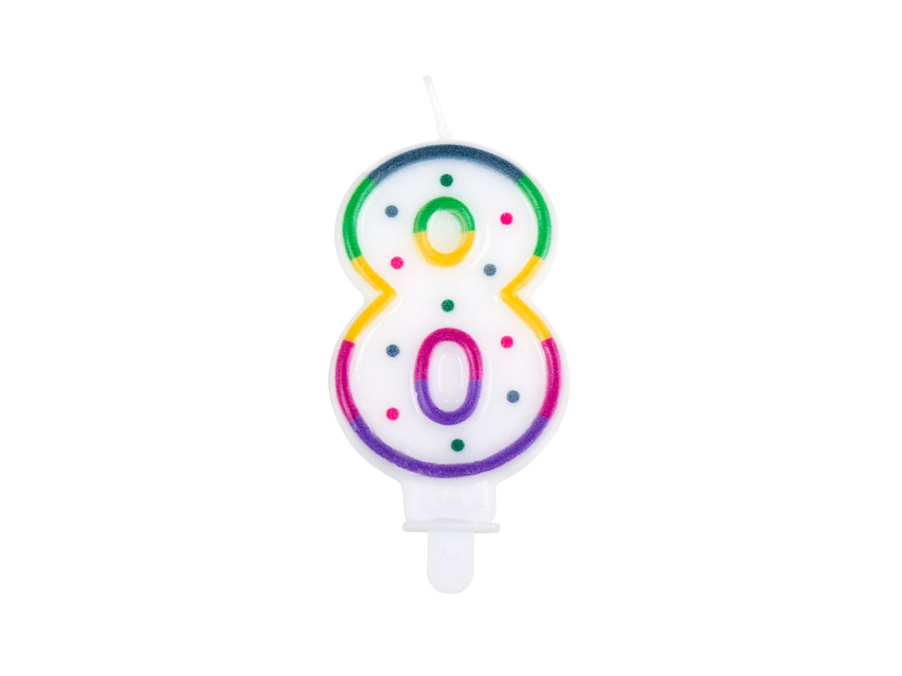 Candela numerale n. 8 multicolor