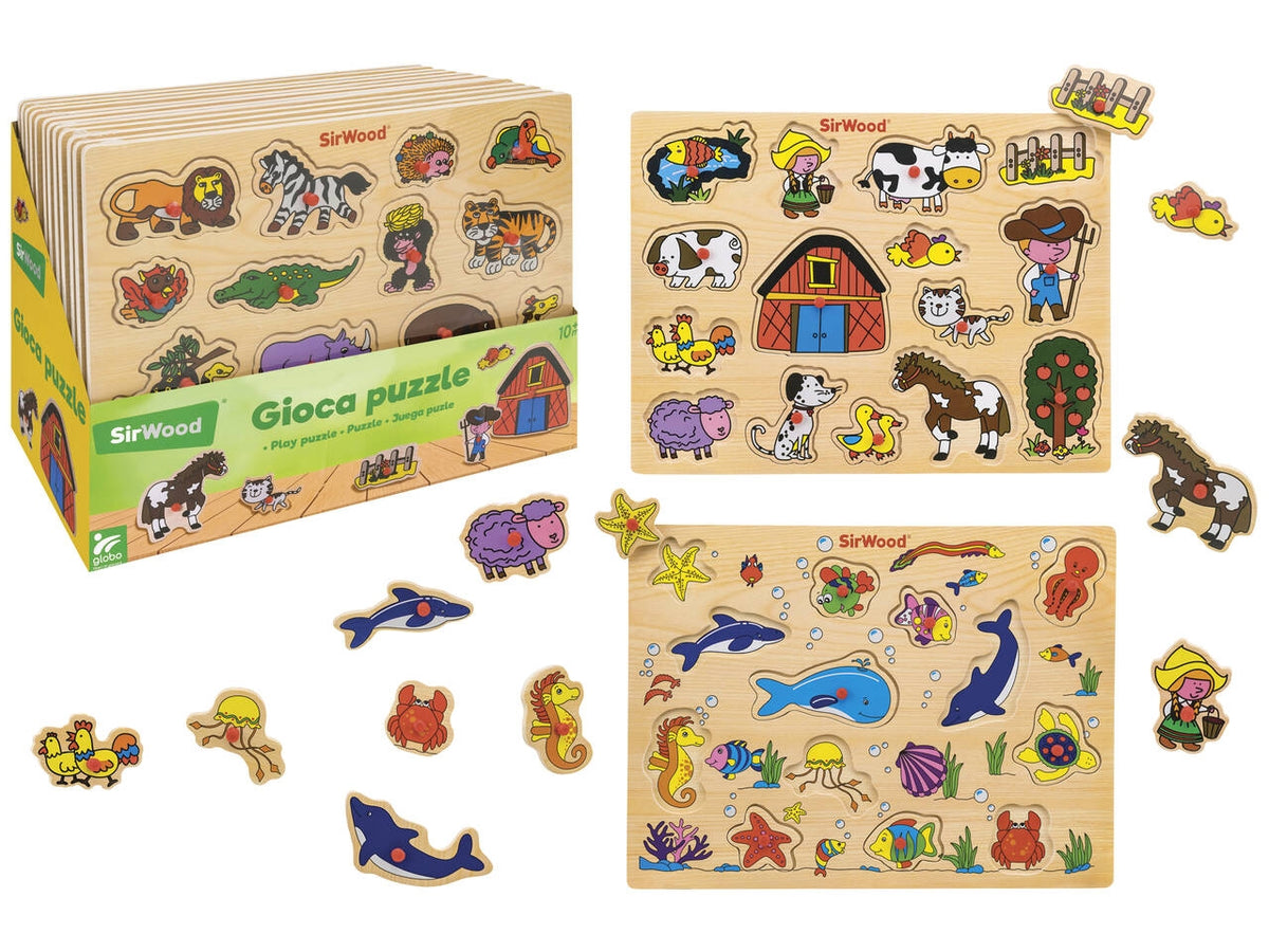 Puzzle legno con pioli 40x30cm, 3 assortimenti