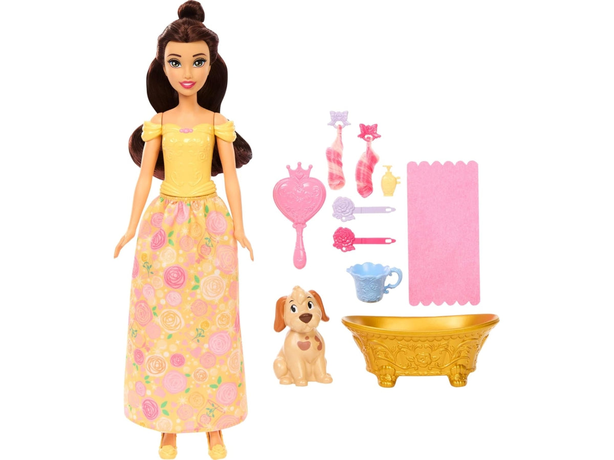 Disney princess belle bathe & brush dog playset