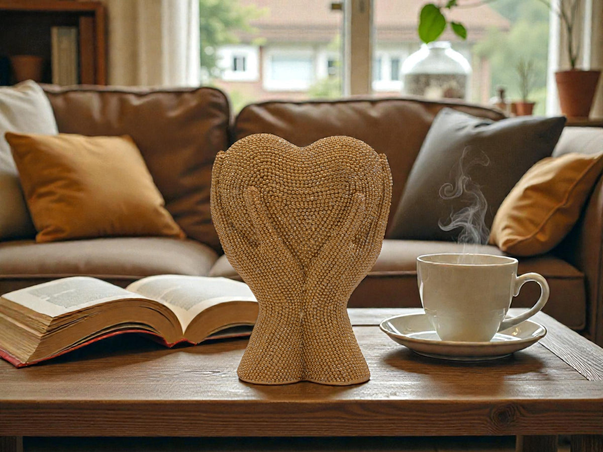Cuore resina oro 12x15cm