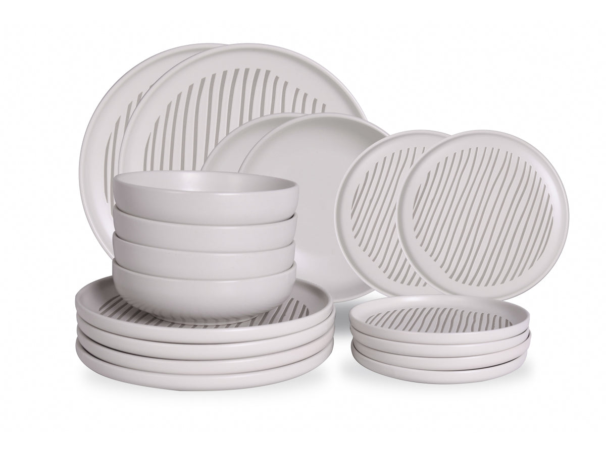 Set tavola 18pz skal stoneware, avorio