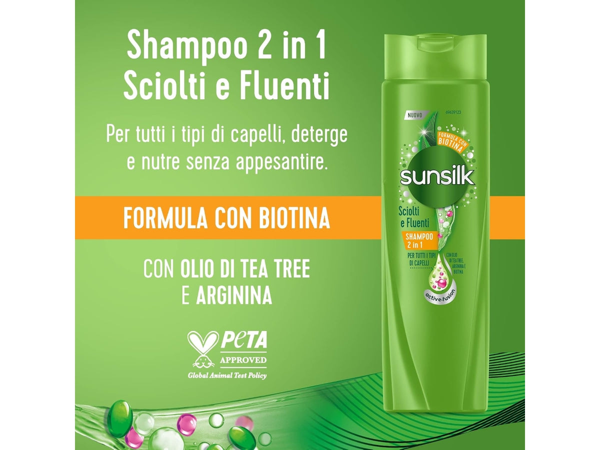Sunsilk shampo 250ml sciolti/fluenti 2in1 $