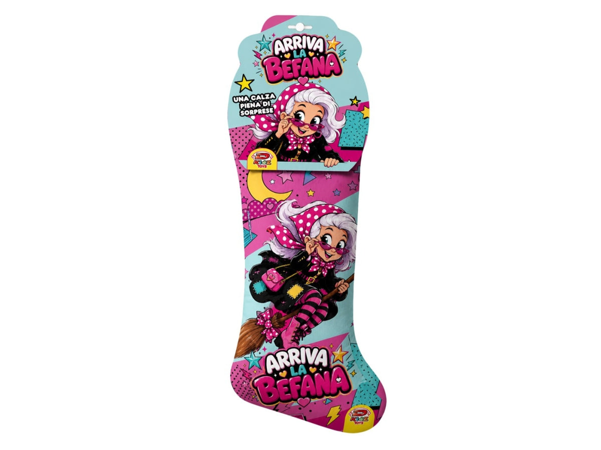 Calza befana bimbo 2026 con giochi