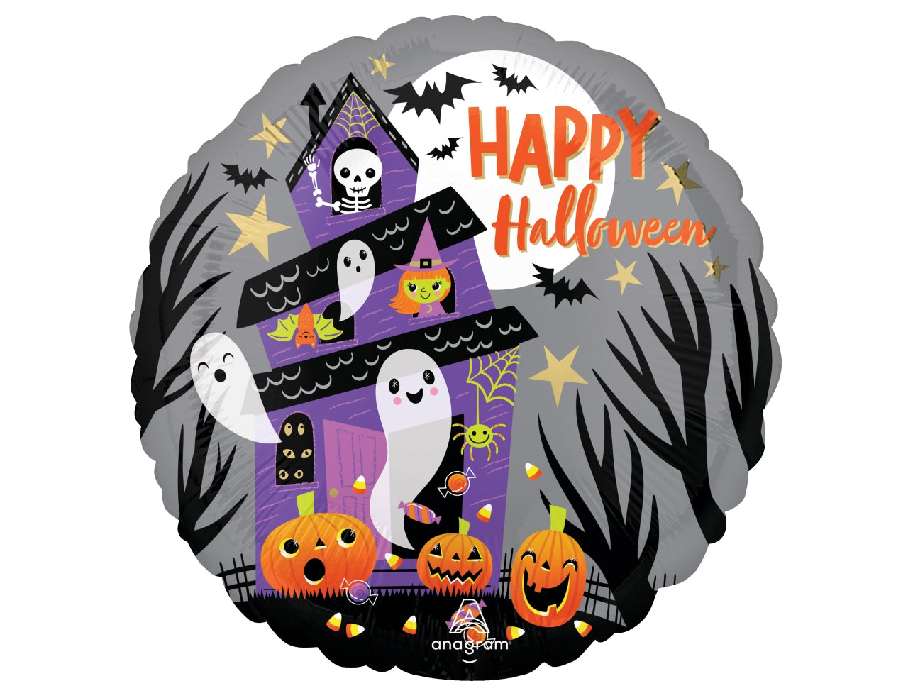 Happy halloween haunted house pallone foil 42cm