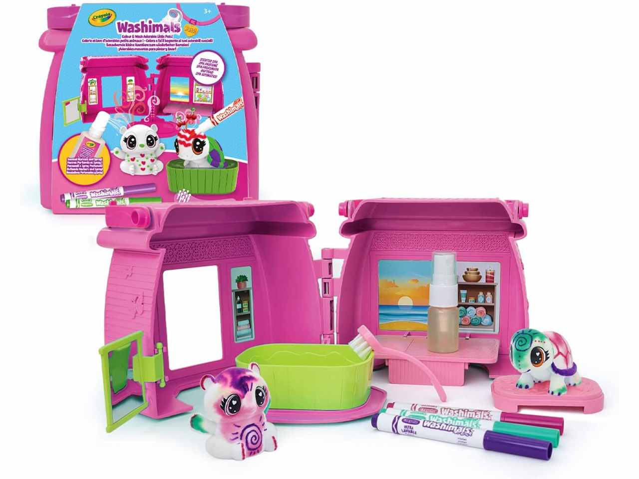 Washimals Pets Set Cuccioli da Colorare Crayola ambientazione set attività SPA