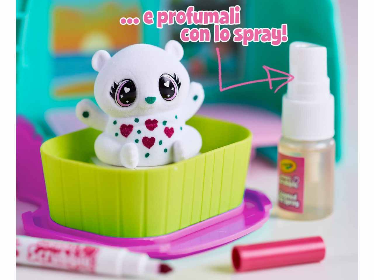 Washimals Pets Set Cuccioli da Colorare Crayola ambientazione set attività SPA