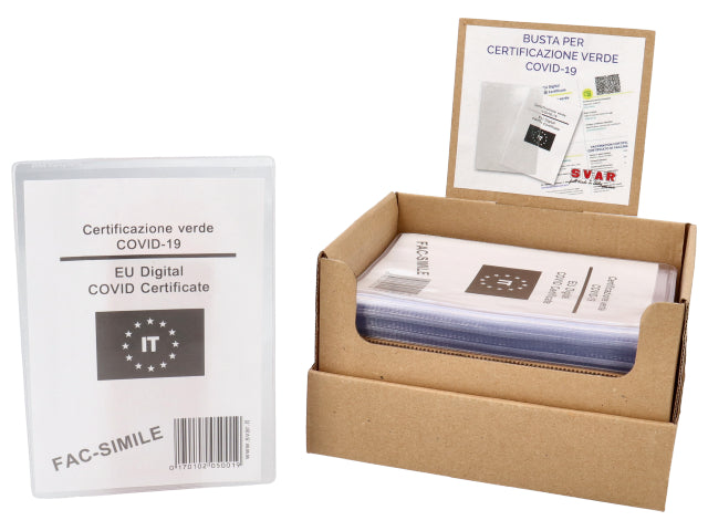 Porta green pass covid-19 in bustina trasparente svar