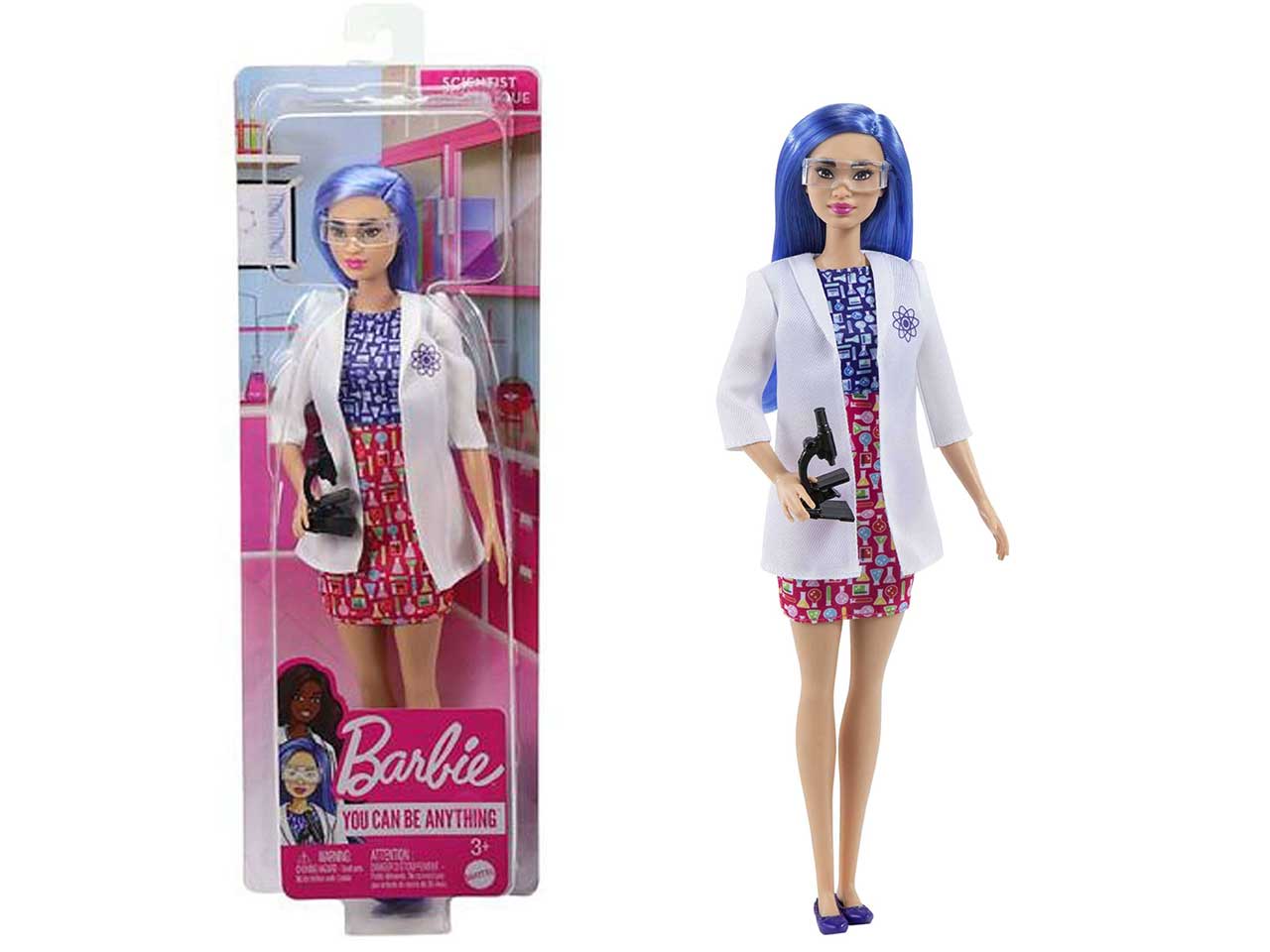 Barbie scienziata con microscopio, 30 cm per bambini di 3 + anni, Mattel