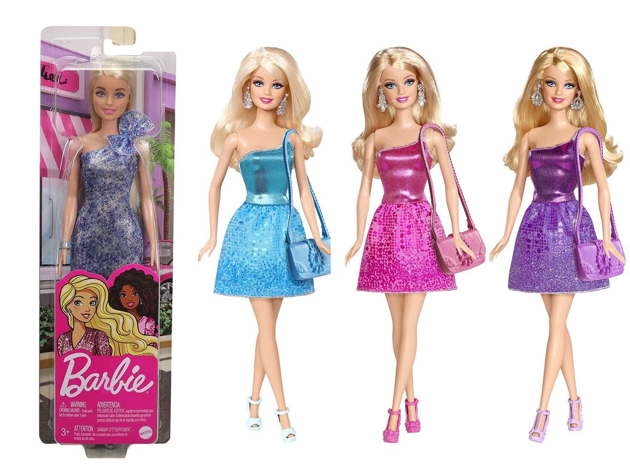 Barbie Glitz Bambole Con Abiti, Scarpe E Braccialetto Scintillanti | Mattel