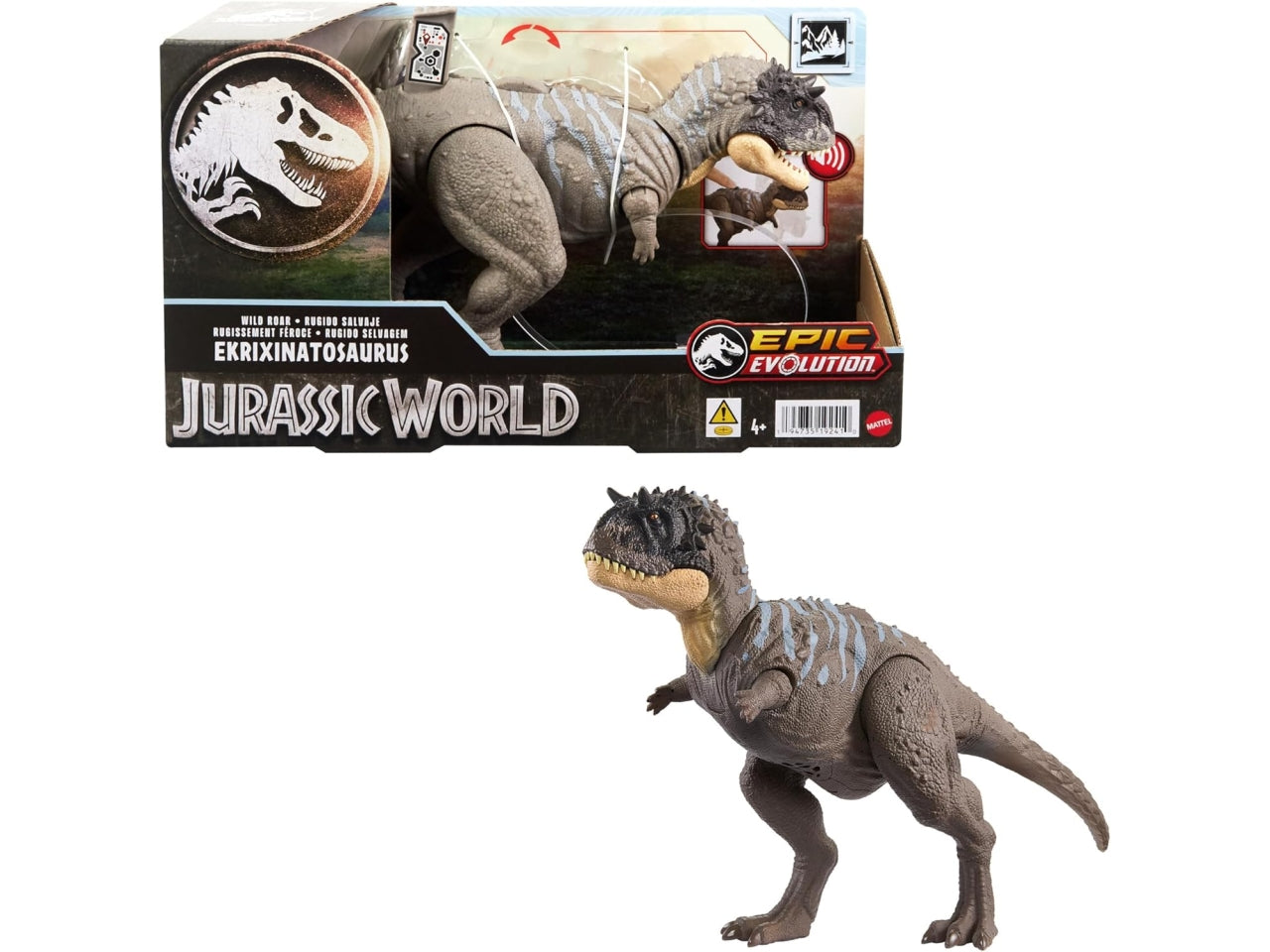 Jurassic World - Ruggito Selvaggio, Diabloceratopo, dinosauro con suoni e mossa d'attacco, dimensioni medie, snodato, con gioco digitale??, Giocattolo per Bambini 4+ Anni - Mattel
