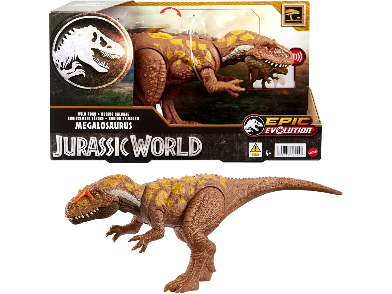 Jurassic World - Ruggito Selvaggio, Diabloceratopo, dinosauro con suoni e mossa d'attacco, dimensioni medie, snodato, con gioco digitale??, Giocattolo per Bambini 4+ Anni - Mattel