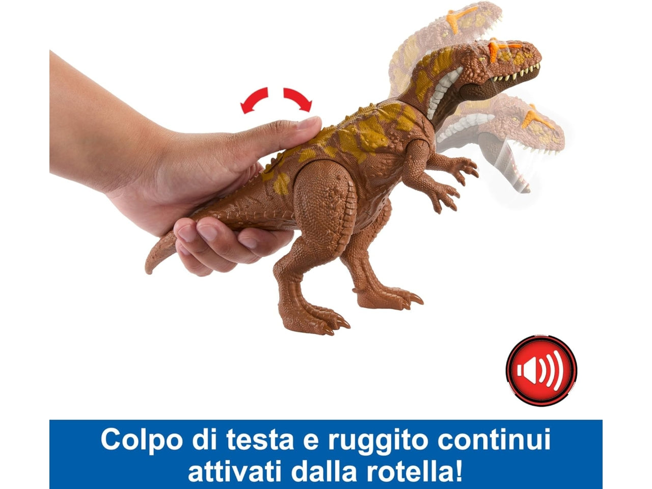 Jurassic World - Ruggito Selvaggio, Diabloceratopo, dinosauro con suoni e mossa d'attacco, dimensioni medie, snodato, con gioco digitale??, Giocattolo per Bambini 4+ Anni - Mattel