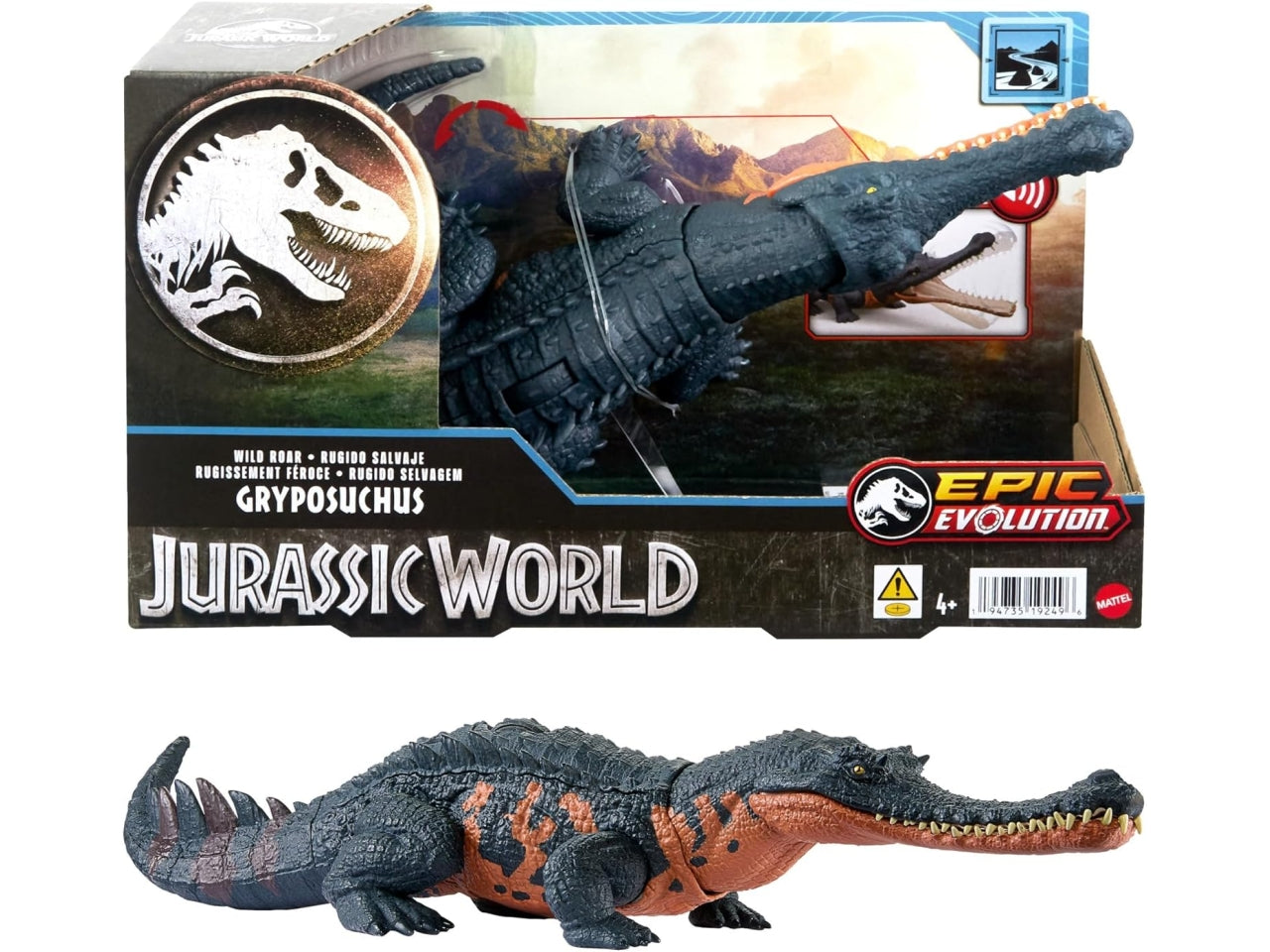 Jurassic World - Ruggito Selvaggio, Diabloceratopo, dinosauro con suoni e mossa d'attacco, dimensioni medie, snodato, con gioco digitale??, Giocattolo per Bambini 4+ Anni - Mattel
