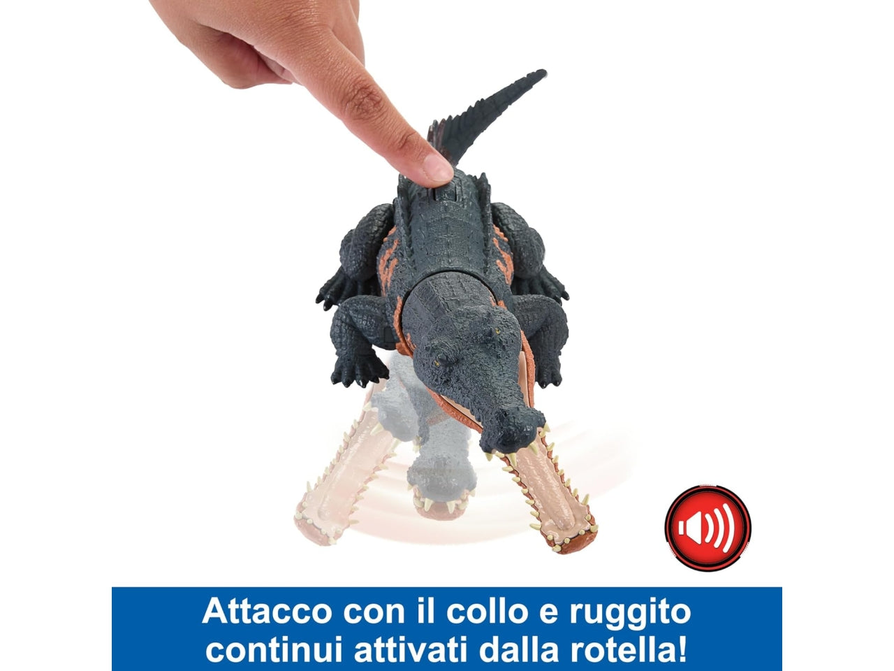 Jurassic World - Ruggito Selvaggio, Diabloceratopo, dinosauro con suoni e mossa d'attacco, dimensioni medie, snodato, con gioco digitale??, Giocattolo per Bambini 4+ Anni - Mattel