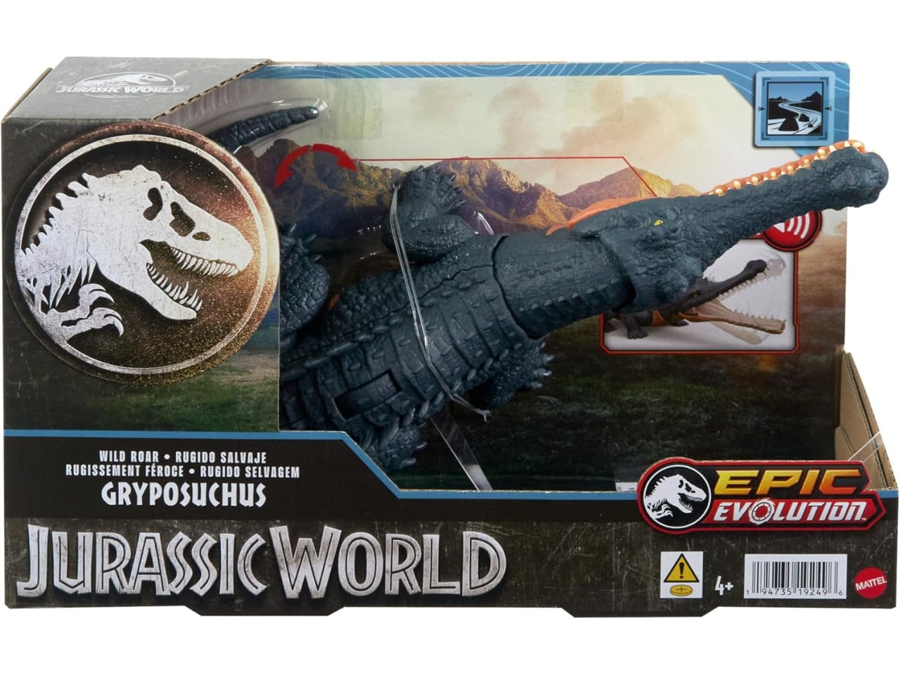 Jurassic World - Ruggito Selvaggio, Diabloceratopo, dinosauro con suoni e mossa d'attacco, dimensioni medie, snodato, con gioco digitale??, Giocattolo per Bambini 4+ Anni - Mattel