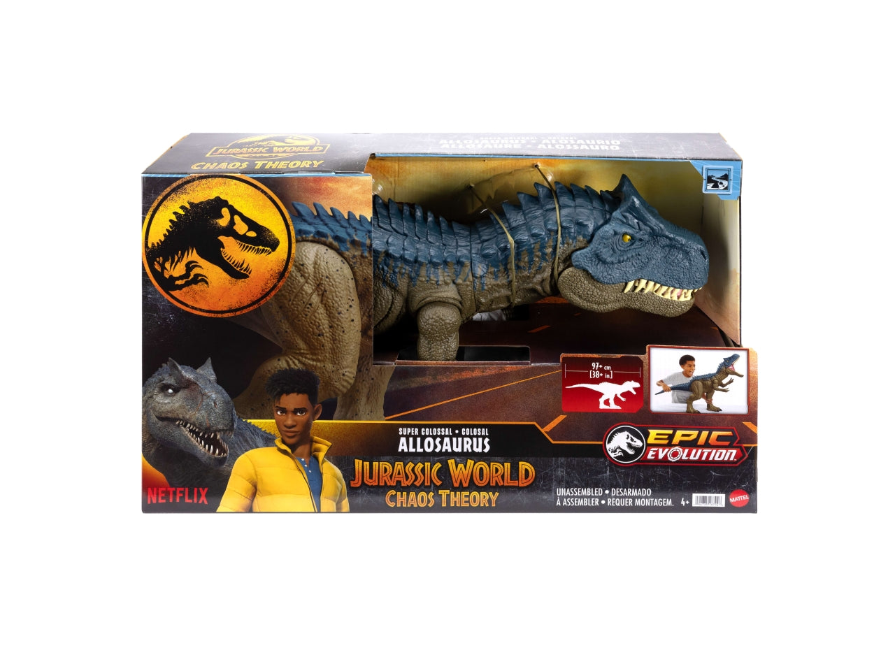 Jurassic world allosauro, gioco dinosauro per bambini 4+ Mattel