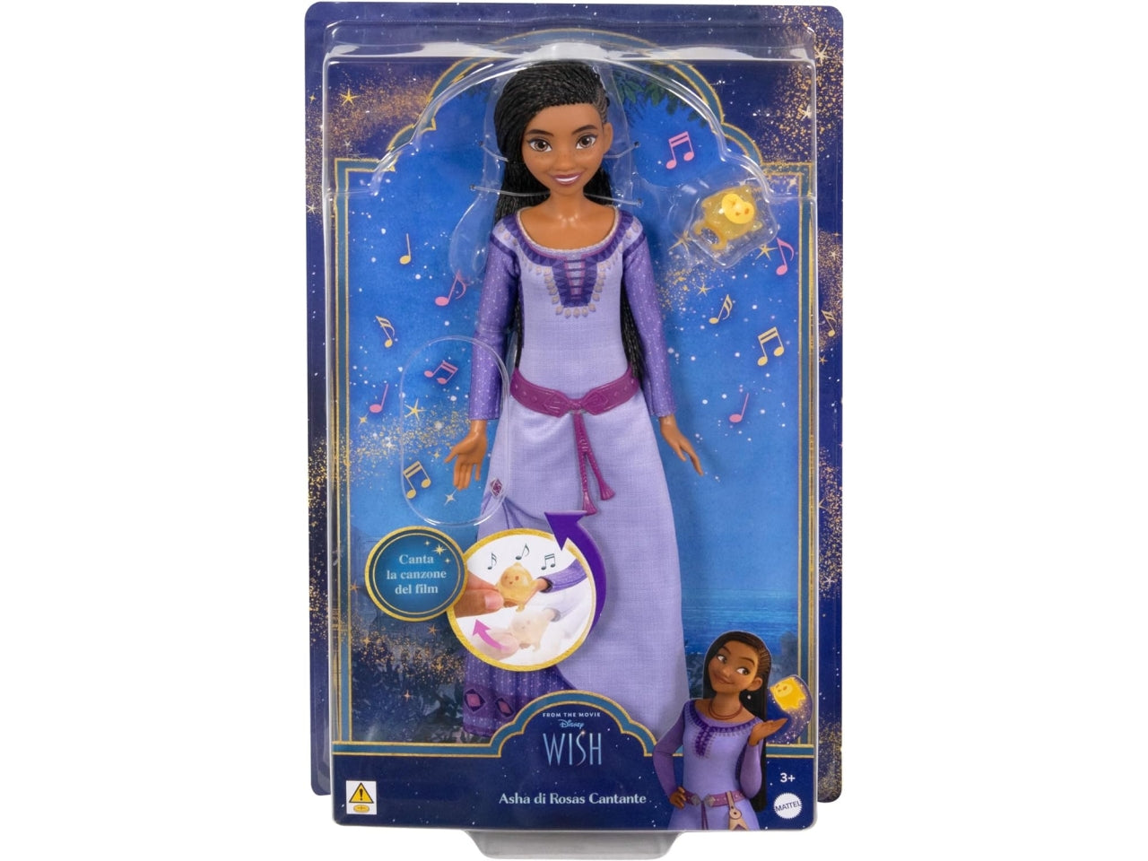 Asha di Rosas Disney Wish con personaggio, canta la canzone del film, per bambini dai 3+ anni, Mattel
