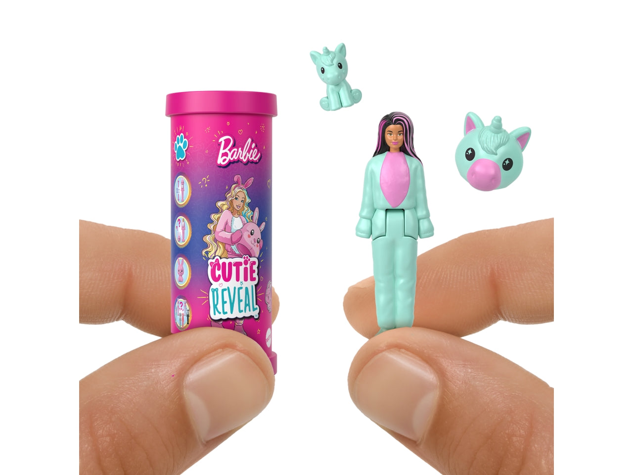 Bambola Barbie Mini BarbieLand Cutie Reveal Serie Color Dream da 3,8 cm con cucciolo