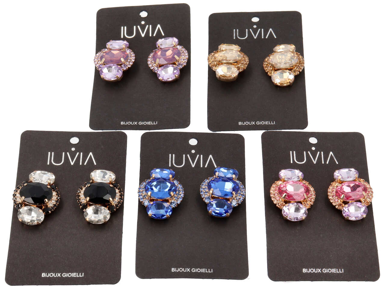 Orecchino con ovali strass