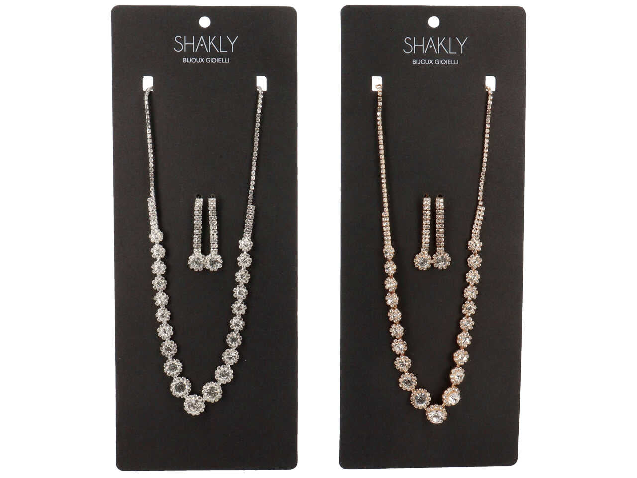 Set collana e orecchini con fiorellini strass crystal