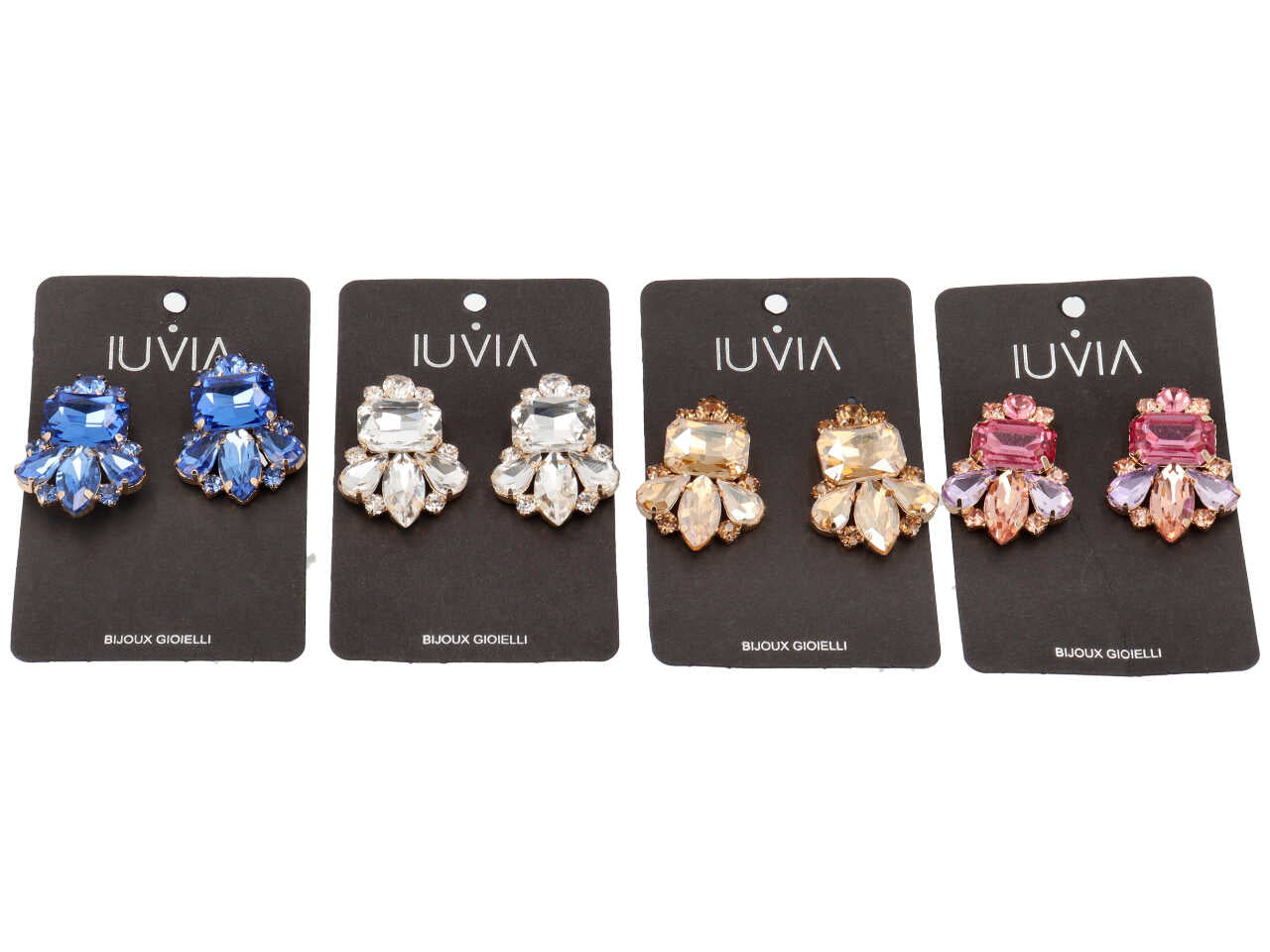 Orecchini pietra centrale e pietre baguette