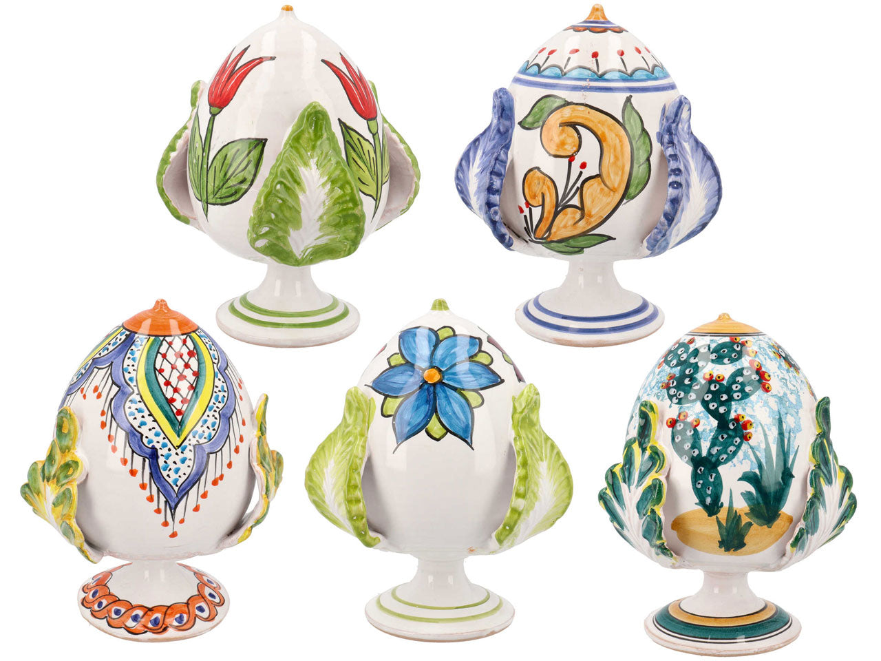 Pumo in ceramica smaltata stile mediterraneo in colori e fantasie assortite - 20cm - Amiri