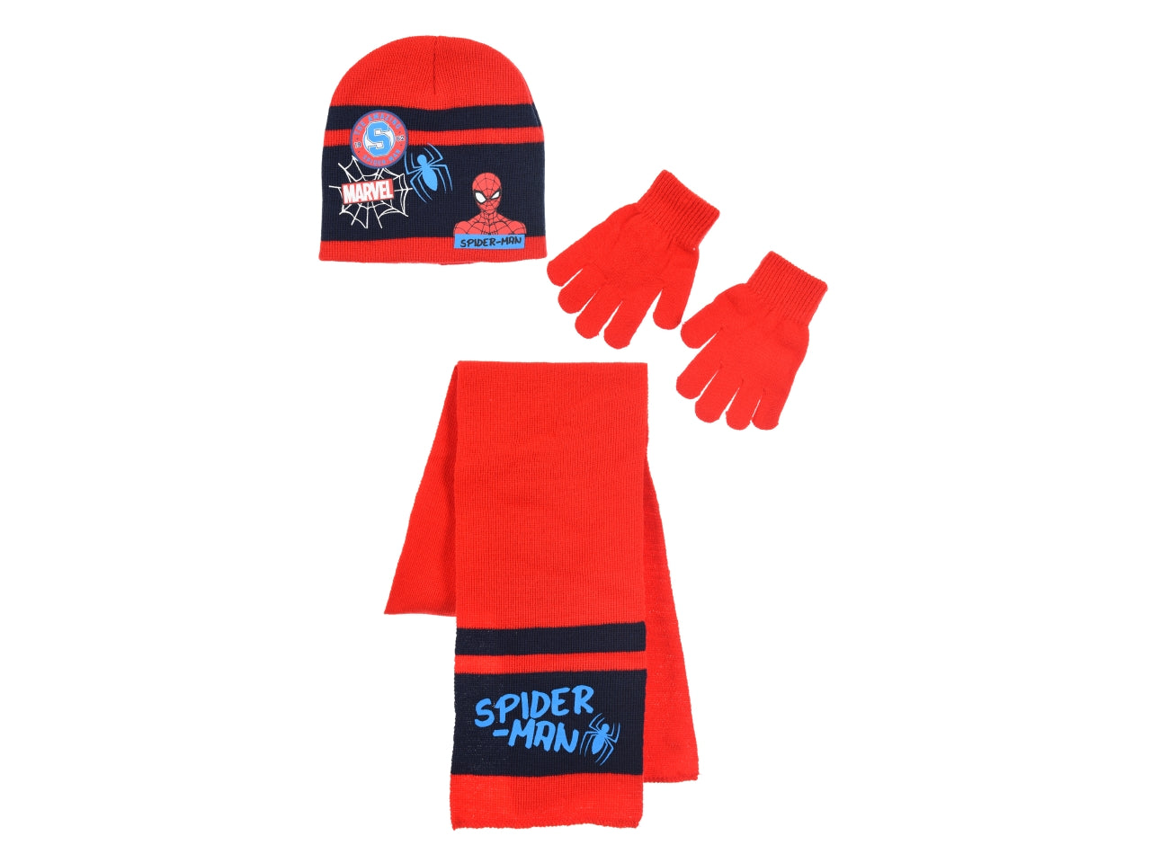 Spiderman sciarpa+guanti+cappello