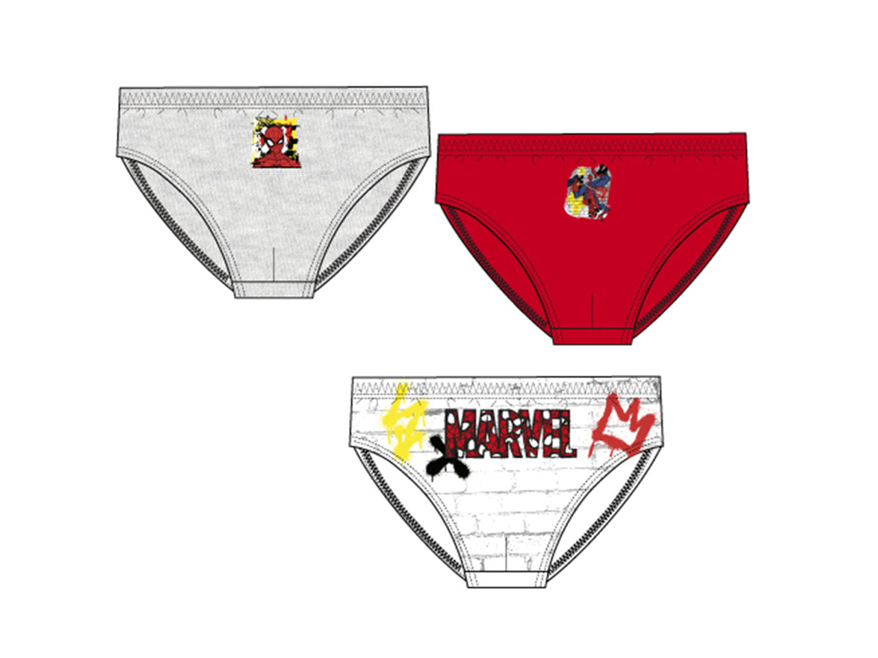 Spiderman set da 3 slip in cotone taglie da 3 a 8 anni