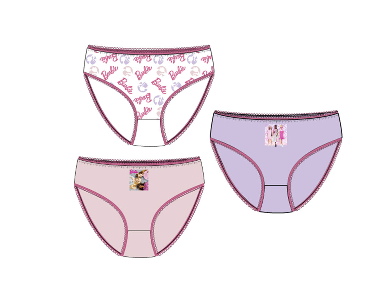 Barbie set da 3 slip in cotone