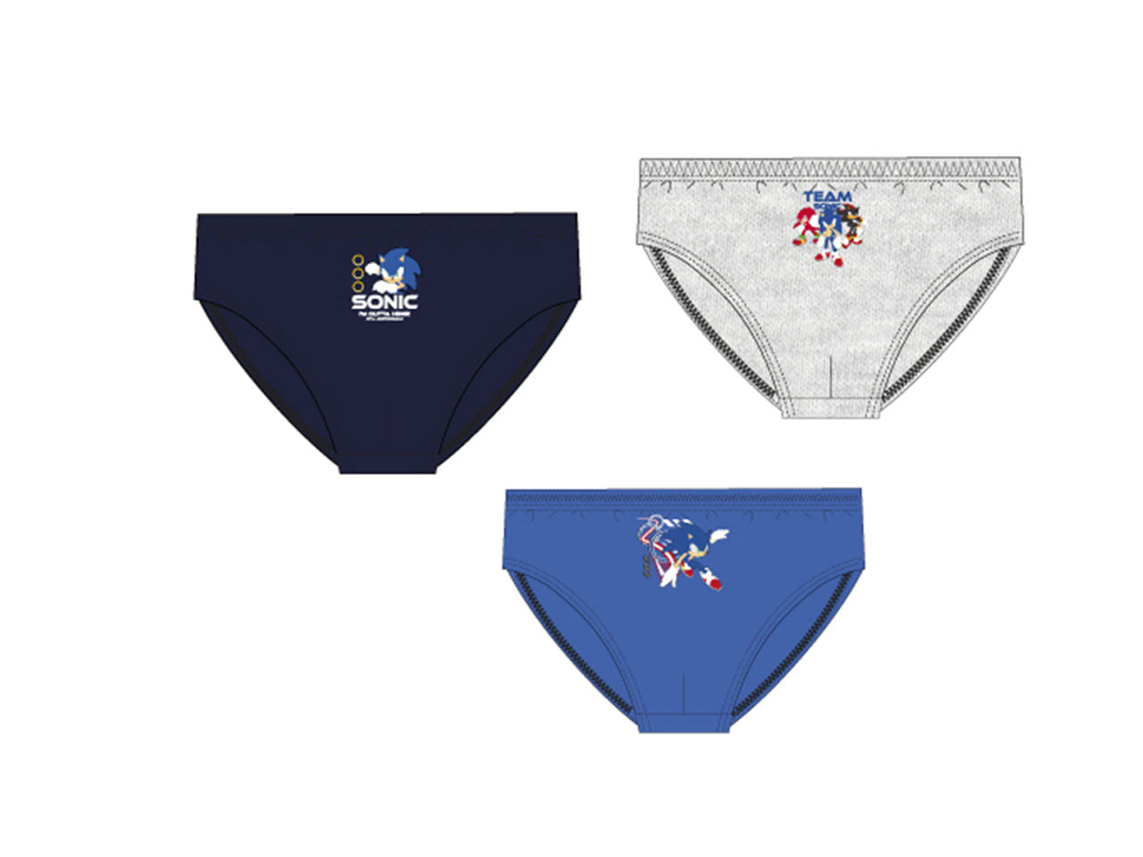 Sonic mode set da 3 slip in cotone taglie 3-8 anni