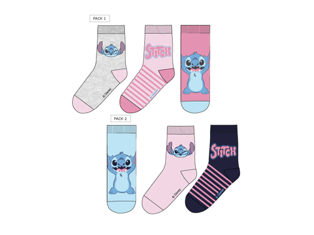 Lilo e Stitch calzini 3 paia taglie dal 23 al 34