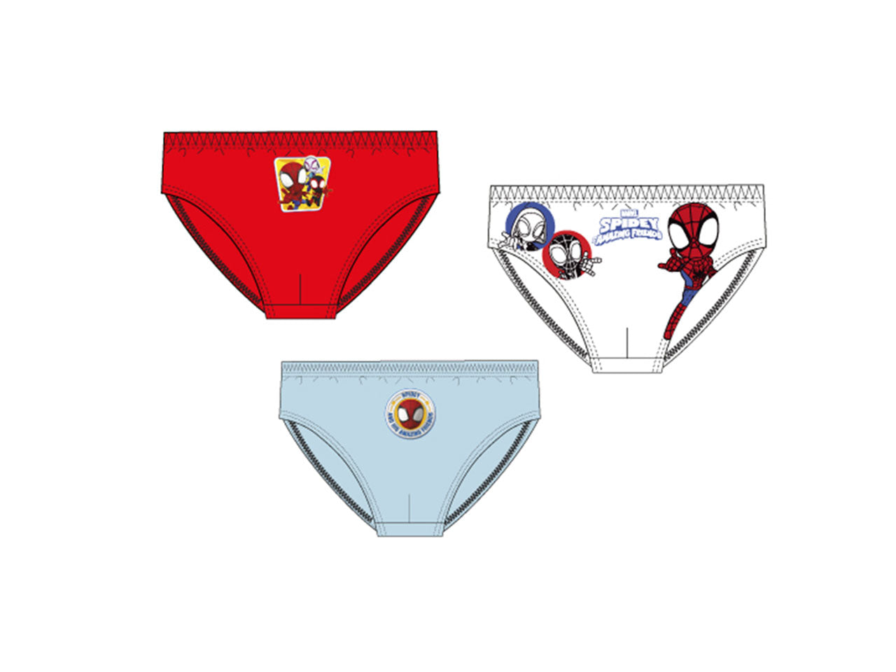 Spidey set da 3 slip in cotone taglie 2-3 anni