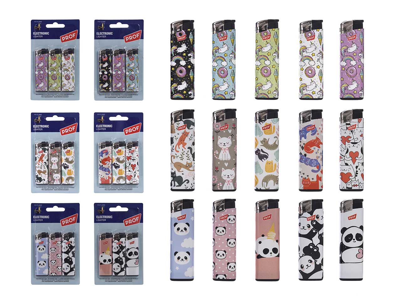 Accendini cute design blister da 3 pezzi
