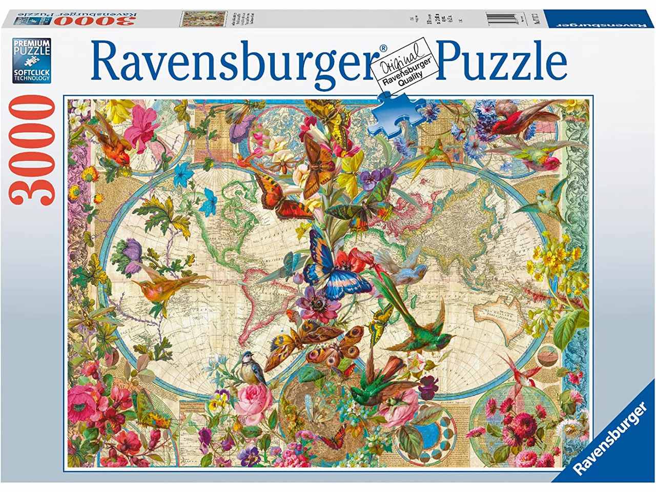 Puzzle 3000 pezzi mappamondo flora e fauna
