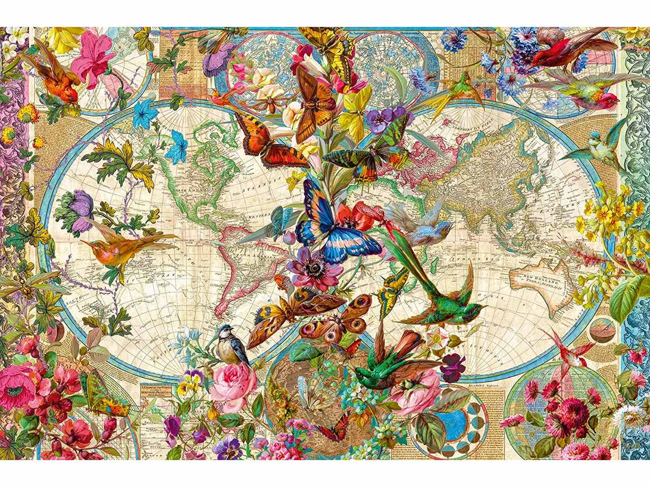 Puzzle 3000 pezzi mappamondo flora e fauna