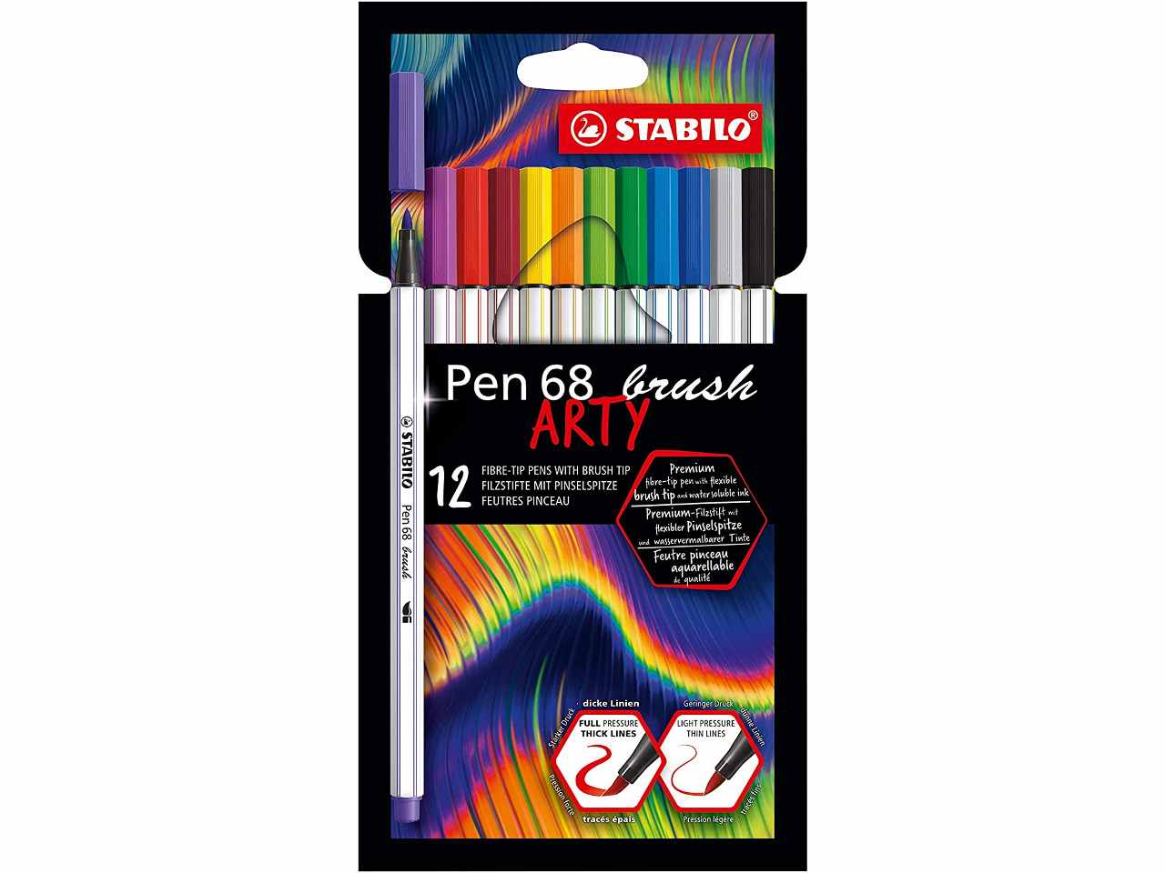 Pennarelli STABILO Pen 68 Brush ARTY Set da 12 Punta a Pennello