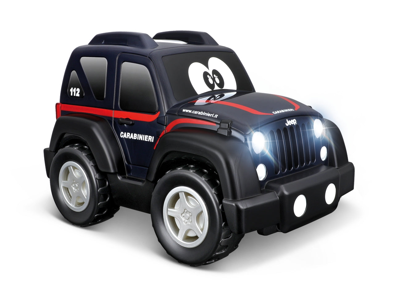 Auto Giocattolo Jeep My First Radiocomandata - Carabinieri & Polizia Modelli Assortiti: Die-cast Blu e Bianco, Azzurro e Bianco, Licenza Ufficiale Jeep, Dimensioni 18,42x20,96x33,02 cm, Età 24m+ | Bburago Junior