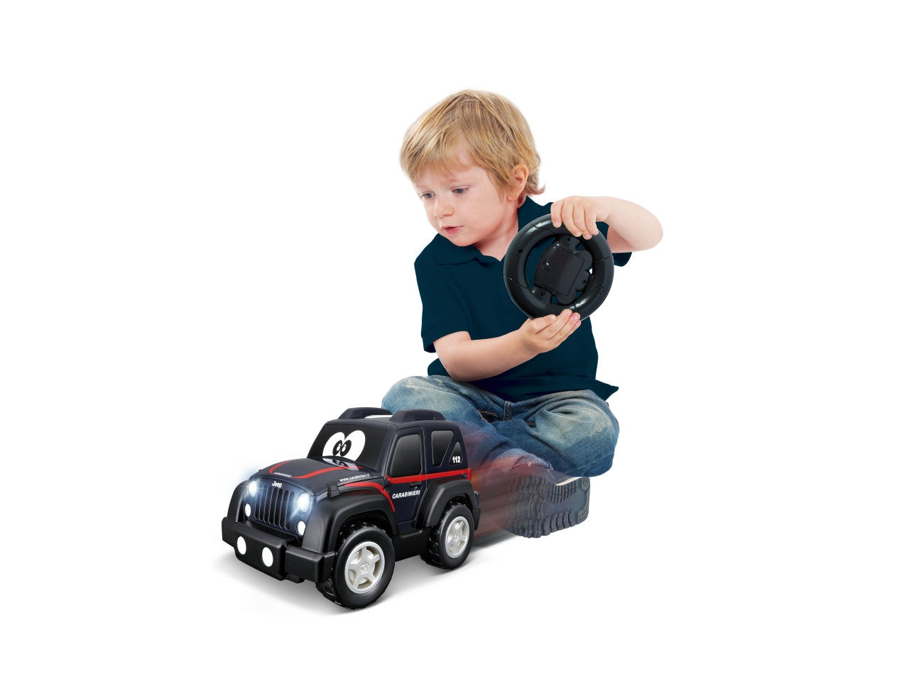 Auto Giocattolo Jeep My First Radiocomandata - Carabinieri & Polizia Modelli Assortiti: Die-cast Blu e Bianco, Azzurro e Bianco, Licenza Ufficiale Jeep, Dimensioni 18,42x20,96x33,02 cm, Età 24m+ | Bburago Junior