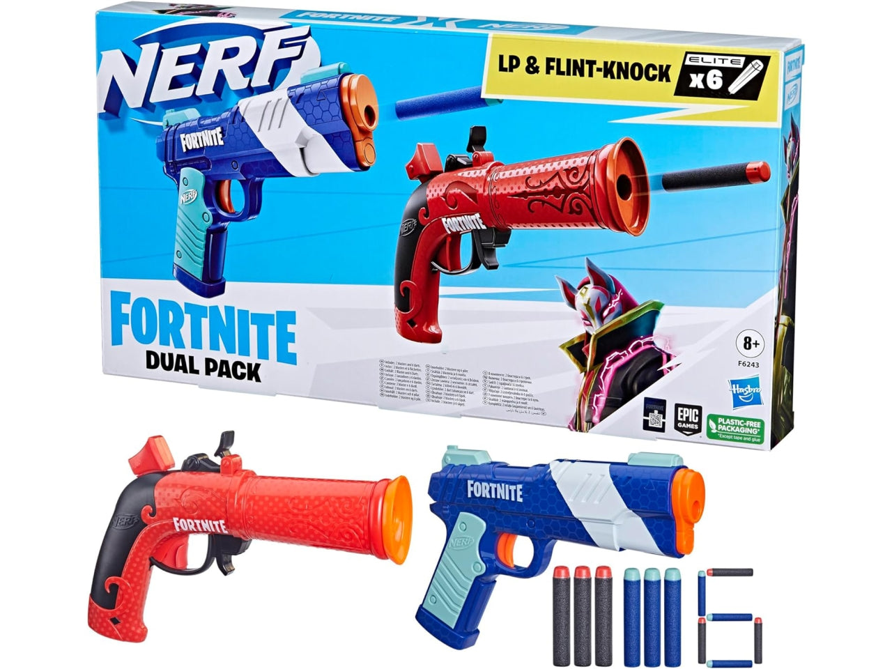 Nerf Fortnite - Confezione da 2 blaster Fortnite e 6 dardi Nerf Elite in gommapiuma - Hasbro